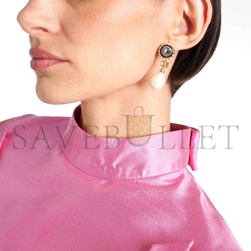 VALENTINO GARAVANI VLOGO EMBELLISHED DROP EARRINGS IN GOLD 